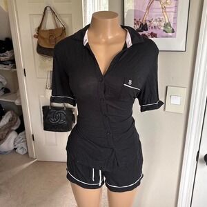 Y2k 2000s Victoria's Secret black and pink pajama set